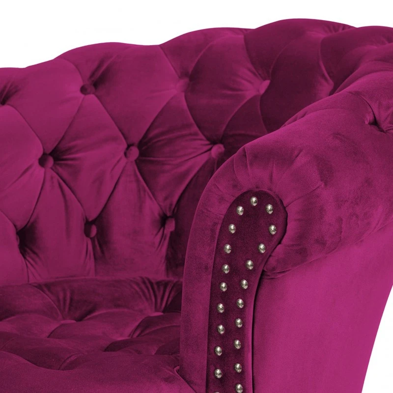 Фотьойл Честърфийлд Людовик, вишнево червено кадифе